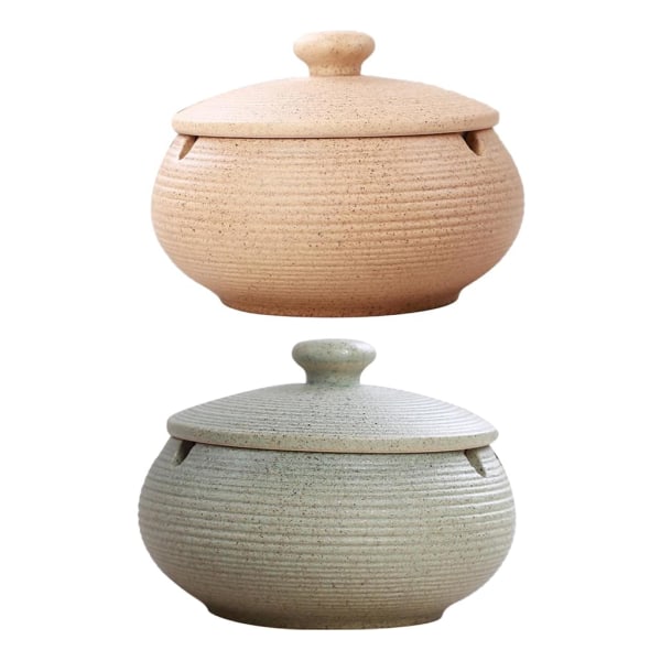 2 st keramik askkopp med lock hemkontor askkopp för