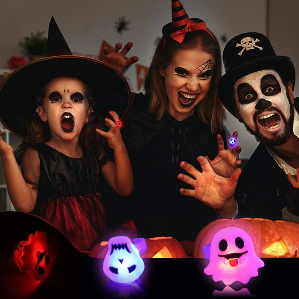 50-pack Halloween LED-ljusringar för barn, lyser i mörkret, festtillbehör, Halloween-leksaker, godispåsefyllning