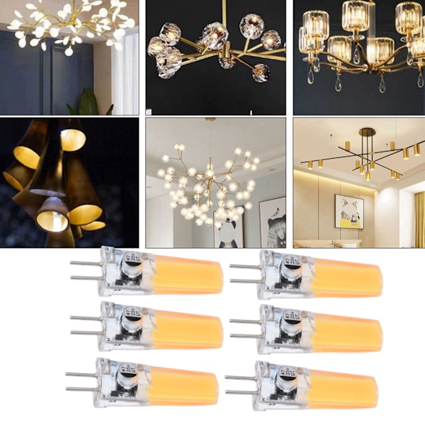 6PCS GY6.35 Glödlampa 5W COB Ljuskälla 500lm Silikon Taklampa Glödlampa för Vardagsrum Varm Vit