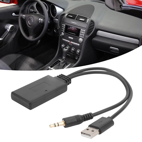 Bil Bluetooth 5.0 Sändare Musikspelare Ljudadapter Kontakt 3.5mm AUX+5V/12V USB Port