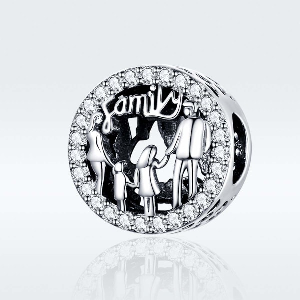 Charm Family Hänge S925 Sterling Silver Armband Pärla med Zirkonia