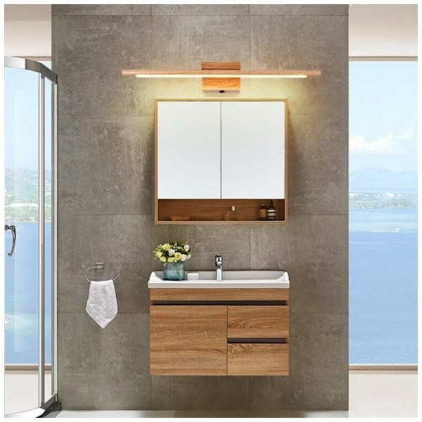LED-linjär badrumsbelysning med akrylskärm med hög transmittans, träbelysning med modern minimalistisk stil för sovrum och vardagsrum