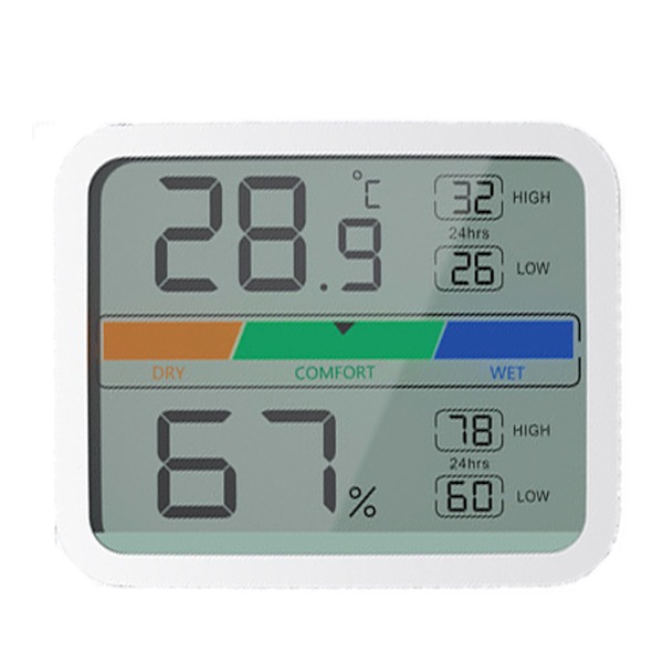 Hygrometer Termometer för dina inomhusbehov, komfortindikator på stor LCD-skärm säkerställer lättläst display, digital temperatur- och fuktighetssensor