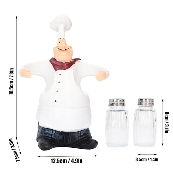 Kock Staty Salt Shaker Set Bedårande Staty Levande Detaljer Harts Kryddburkar för Hemma Restaurang Café