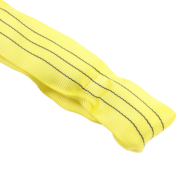 3T 3 Meter Kranlyftlina Stark Dubbelöglad Spänne Polyester Flexibel Riggning Lyftrem för Fartyg Hamnar Gul