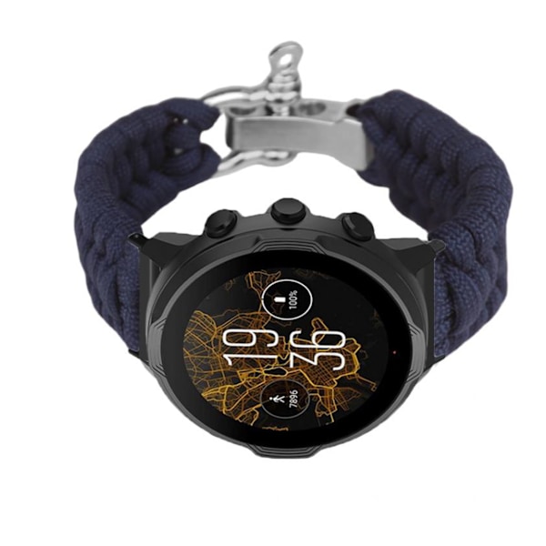 24mm Ersättningsarmband Klockarmband Legeringsspänne Mjuk Nylonväv Klockrem för Suunto 7 9 D5i Midnattsblå