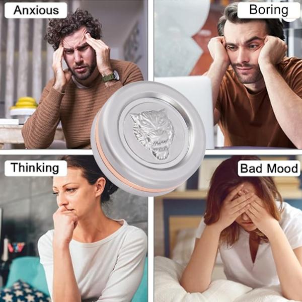3-lagers tryckknappsspel med mynt, magnetisk, rund, i metall, för ångestlindring, med förvaringsväska, silver