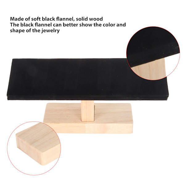 Armbandshållare Display Massivt Trä Svart Flanell Smycken Armband Klockhållare Organizer Stabil Bas