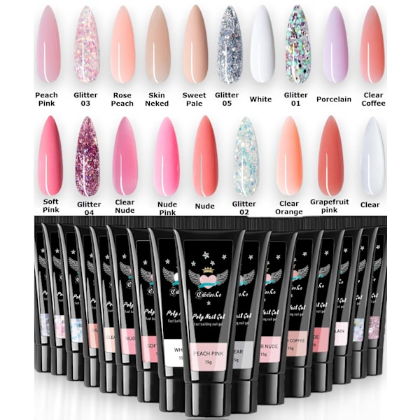 Polygel Glitter 04 – 15g Nagelbyggare för Hemma Manikyr