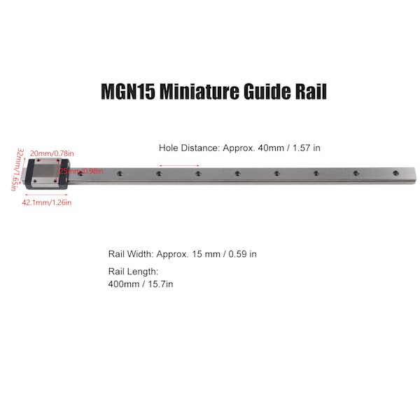 MGN15 Linjärstyrning Kärnindustriell Automatiseringsutrustning Linjär Rörelse Glidspår 400mm