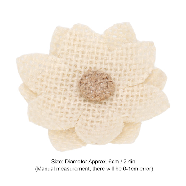 6 st Burlap Blommor Lotos Form Europeisk Retro DIY Burlap Blommor Handgjorda Vita Tygblommor för Bröllopsfest