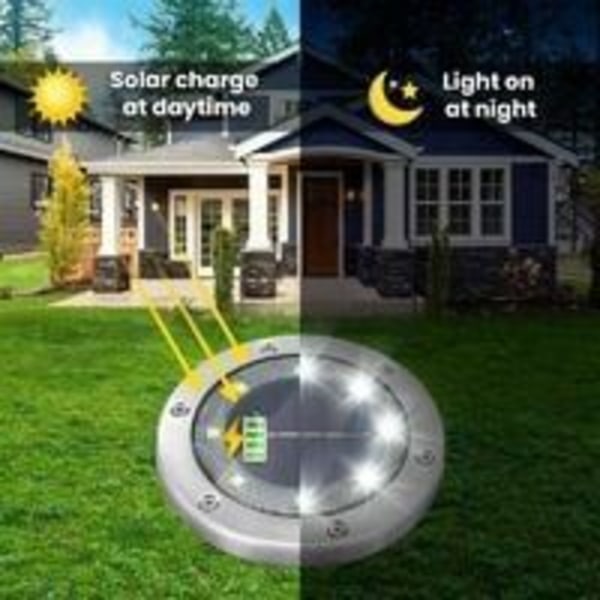 Landskapsbelysning, soldrivna vattentäta utomhuslampor med automatisk skymnings-till-gryningssensor, gångväg, trädgård, däck, gräsmatta, uteplats, gångstig (4-pack, kall)