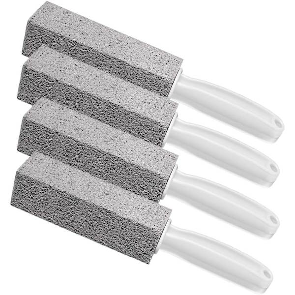 Pumice rengöringssten för toalettstol, 4-pack med extra långt ergonomiskt handtag, rengöringsverktyg för toalettsten, fläckborttagare för hårt vatten