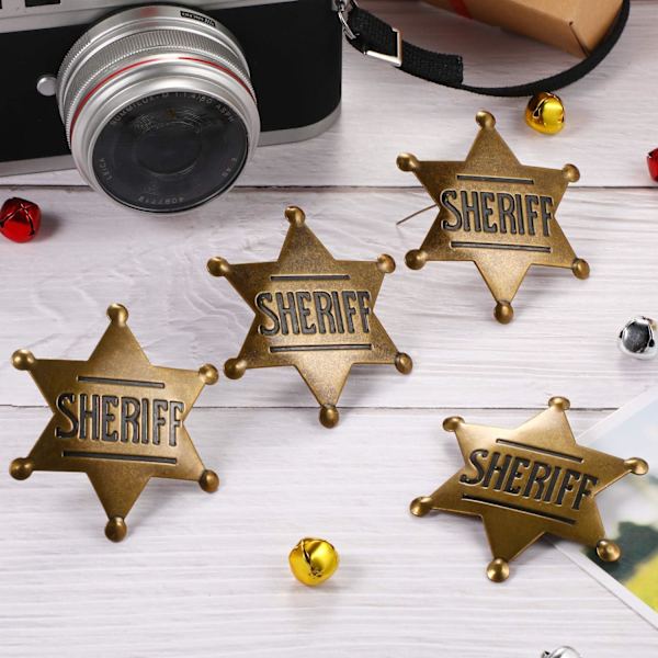 5 stjärnor Sheriff Badge Old West Kostym Badge Brons Leksak Badge Festgåvor