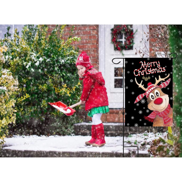 Julgrändsflaggor, Julflaggor Dubbelsidiga Älg Julhusflaggor 12,5 x 18 Tum Dubbel Tjocklek Jute Utomhus Julflaggor för