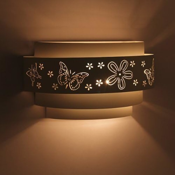 Vägglampa för Inomhus Heminredning, Hållbar Ljusarmatur med Vackra Blom- och Fjärilsmönster för Sovrum, Vardagsrum, Matsal, Hall,