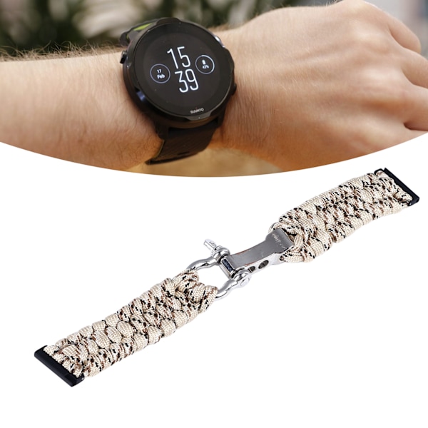 Ersättningsarmband Klocka Vävt Band Nylon Paracord Vävt Handgjort Klockarmband för Suunto 7 9 D5i 24mm Desert