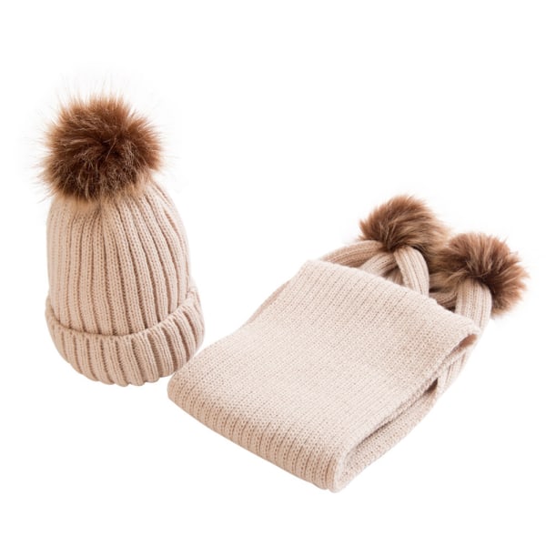 Pojkar stickad mössa och handskar Set Winter Hat Thermal Fleece
