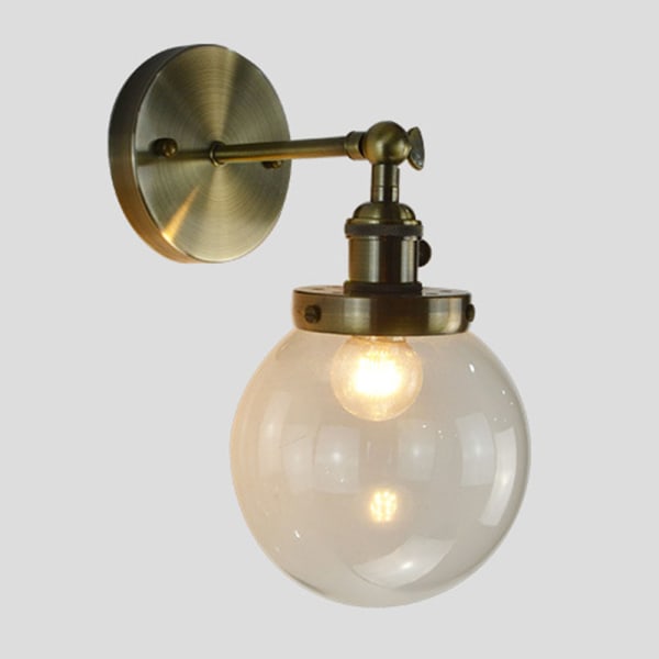 Modern rund vägglampa i klarglas Vägglampa Vintage industriell