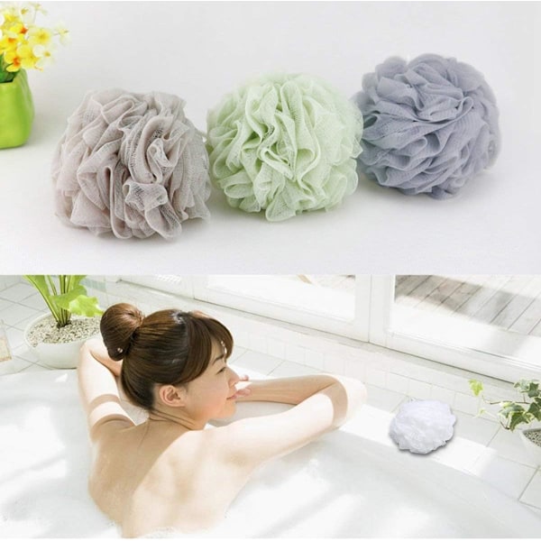 Exfolierande kroppssvamp med upphängningsdesign, mild exfolierande duschpuff, set om 4, miljövänlig, vakuumförpackad för att bevara fräschören