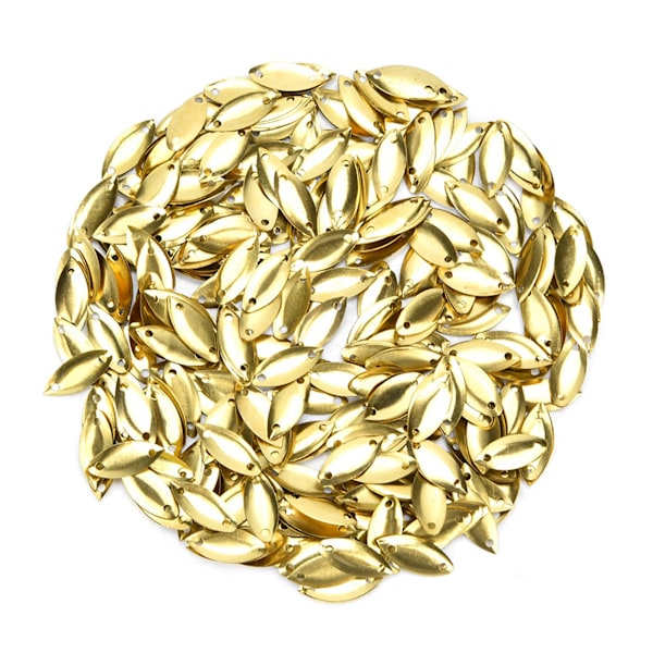 1000 st Brass Dubbla Hål Beteformade Sekvenser Bröllopskläder Tillbehör (Guld 7x15mm)
