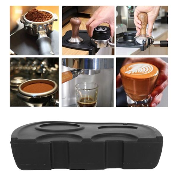Manipulering Hörnskyddsmatta Silikon Stampningsplatta Kaffe Stampermatta Dubbla Huvuden för Kök Pub Kaffetillbehör Svart