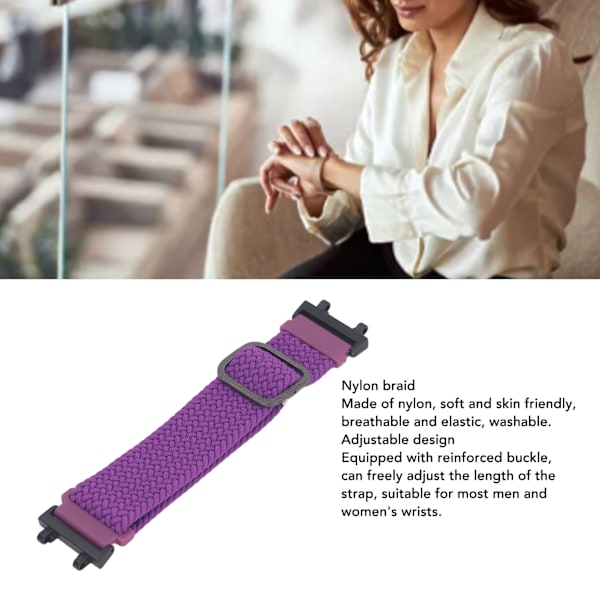 Nylonvävd Klockarmband DIY Installation Vävt Klockarmband Mjukt Hudvänligt Tvättbart Justerbart Klockarmband för Amazfit Active Edge A2212 Violett