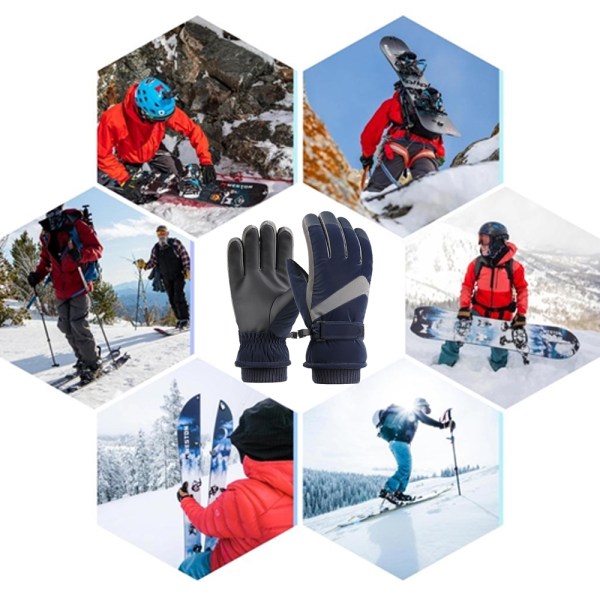Vattentäta och vindtäta vinter, pekskärms thermal handskar för kallt väder, Ski Snowboard arbetshandskar med Blue man