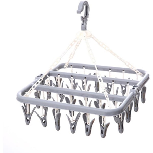 Sock Drying Rack, Plastic Laundry Drying Rack med 32 vindtäta krokar, Modern Style Folding Hanger, för strumpor, underkläder, skoinlägg, etc