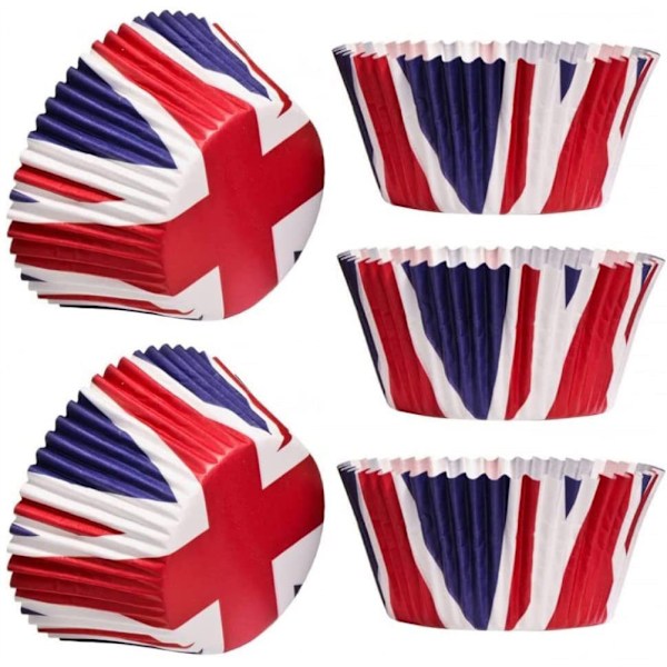 200 st Union Jack Mini Pappersbakformar Cupcake-formar Cupcake-omslag för drottningens platinajubileumsfesttillbehör Dekorationer