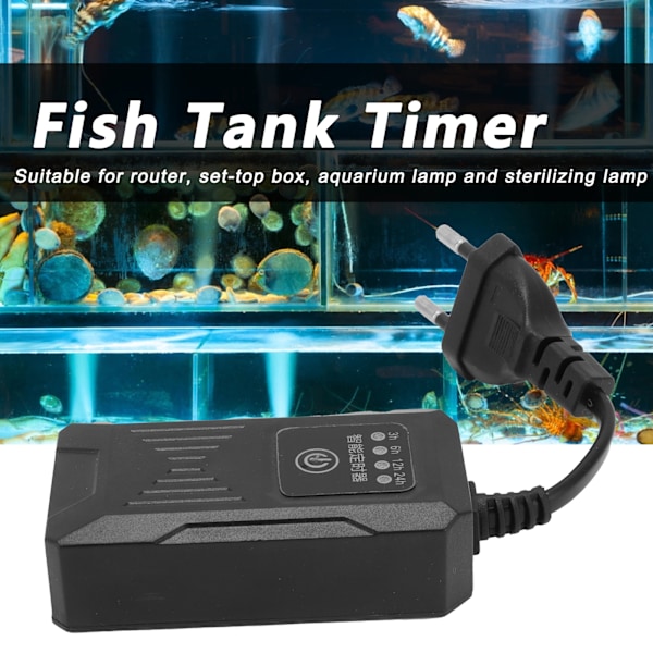 Akvarietimer Aquarium Ljustimer Akvarium Timing Socket Justerbar Akvarium Timer Controller 110‑220V EU-kontakt