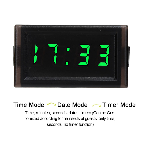 DC4.5-30V Vattentät Dammsäker Bil Elektronisk Klocka LED Digital Display (Grön)