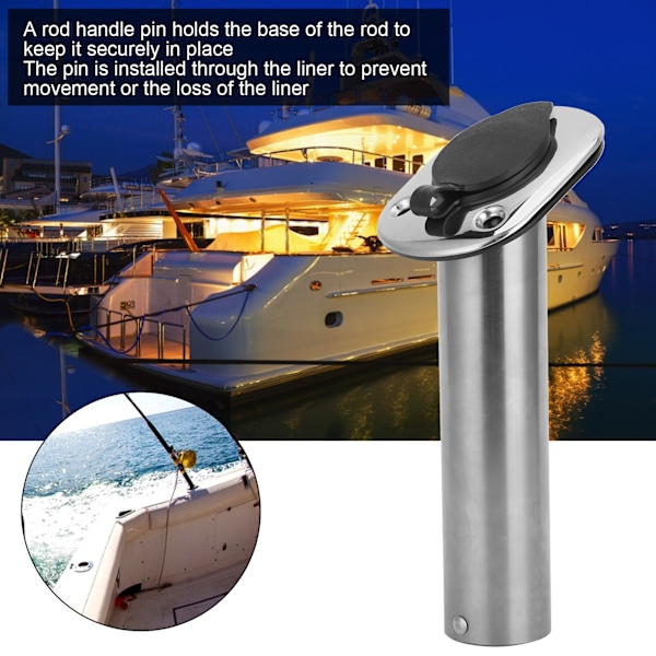Rostfritt Stål Flush Mount Spöhållare 30 Grader med PVC-Foder och Lock för Båt Yacht