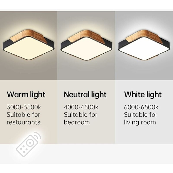 Taklampa infälld, minimalistisk design, justerbar ljusstyrka 40W, energibesparande motsvarande 150W, ultratunn 5cm, för sovrum & kontor (30