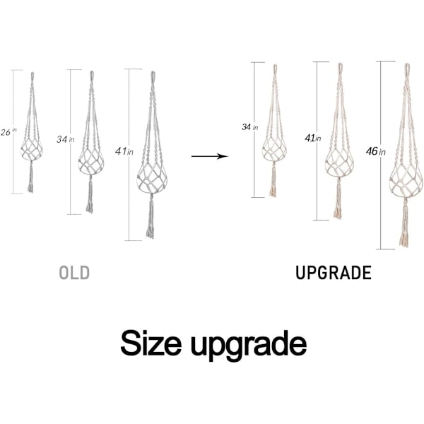 3-pack Macrame-växtupphängare och 3 st krokar inomhus utomhus hängande växtkruka hängande planteringsställ blomkrukor för dekorationer $Macrame-växt