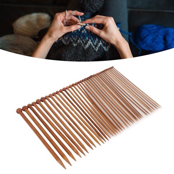 36 st Stickor Enkelspets 2mm till 10mm Bambu Raka Stickor för Tröjor Strumpor Handskar Halsdukar 25 cm