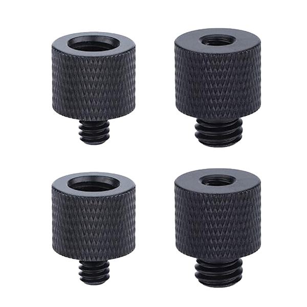 4-pack stativskruvadapter, 3/8\" till 1/4\" & 1/4\" till 3/8\" gängadapter, svart aluminiumlegering gängadapter för kamerahögtalare, stativ,