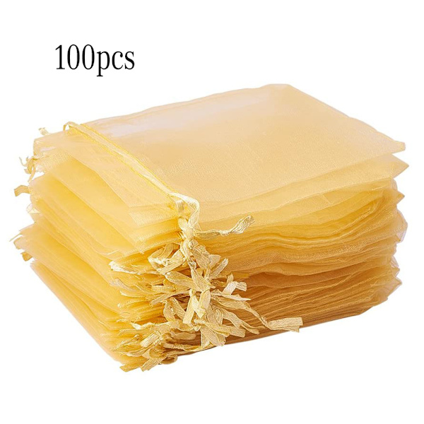 G2PLUS Organzapåsar för festgåvor, 10 cm x 15 cm, 100-pack