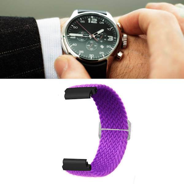Klockarmband vävt nylon storlek justerbart klockarmband klockarmband för Garmin Fenix 7S 6S 5S lila