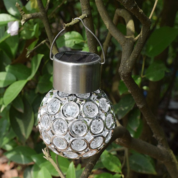 Solar Garden Lights Solar LED Hollow Ball Wind Chime Lamp Garden White light