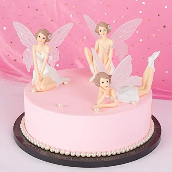 Charmiga Pixie-kompanjoner, Utsökt Handmålad Resin, Flygande Blomsterälva Med Vikbara Vingar För Bröllopsdekor Och Tårtdekorationer, Set Om 3