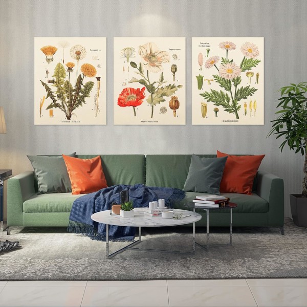 3 st blommor gobeläng väggbonad - vilda blommor växt blommor gobeläng identifiering referens diagram liten gobeläng för sovrum vardagsrum (gobeläng