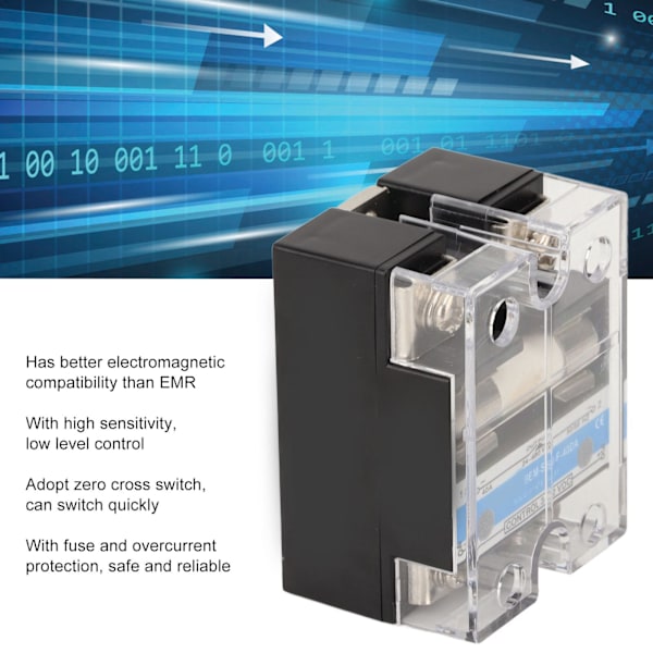 Solid State Relä EMI EFI Fri Låg Spänning SSR Hög Känslighet Överströmsskydd Solid State Relä med Säkring