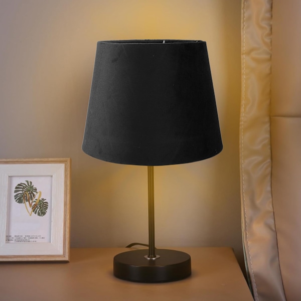 Liten Lampskärm Tyglampskärm för Bordsgolvlampa E27 E14 Dubbel Användning Handgjord Konisk Lampskärm Svart