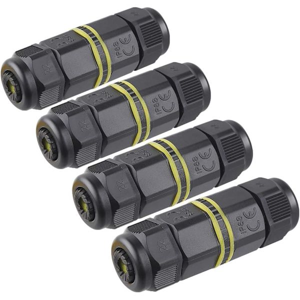 Utomhuskabelkontakt för vattentät kopplingsdosa - 4-pack utomhusmuffkoppling för IP68 Chestele-kontakt
