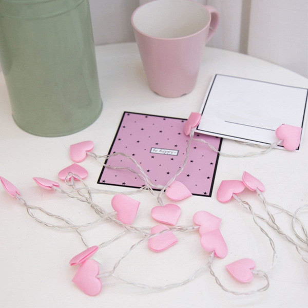 Valentinsdag Dekorationer Rosa Hjärta Fe Strängljus för Inomhus Utomhus Hemrum Bröllop Hängande Festtillbehör (10ft 30led)