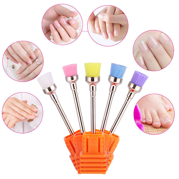 5 st Nail Polish Grind Drill Clean Brush Head för elektrisk nagelborrmaskin Nail Dust Remover