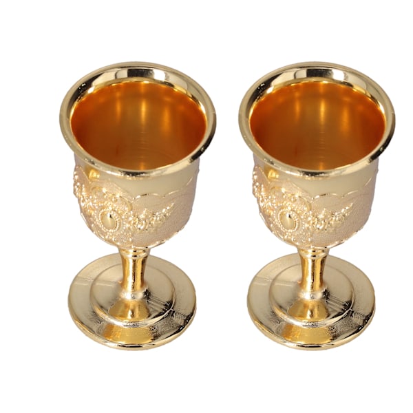 2 st Goblet Europeiska Högkvalitativa Gyllene Retro Prydnader för Resande Dekoration Samling