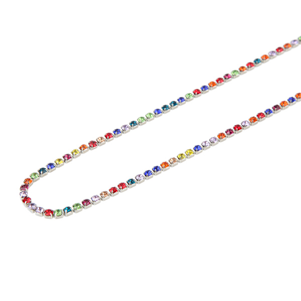 Färgglad glittrande strassband, 10 meter strassband för hushålls-DIY-hantverk, kläddekoration, present, silverbakgrund, blandade färger, 3 mm