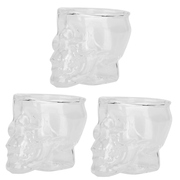 3PCS 75ML Skalleformad Glaskopp Vinglas Ölmugg Dryck Behållare Halloween Fest Dekor